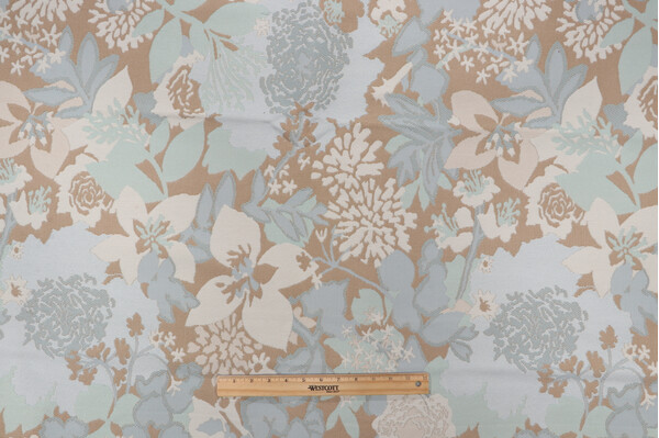 Claude Polyolefin Tapestry Outdoor Fabric in Aqua