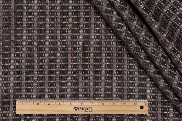 Compass Woven Chenille Upholstery Fabric in Charcoal