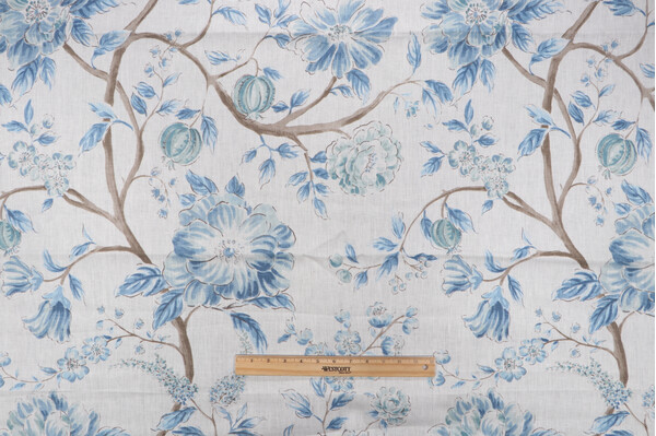 1 Yard Sarah Richardson Errington Printed Linen Drapery Fabric for Kravet CLOSEOUT