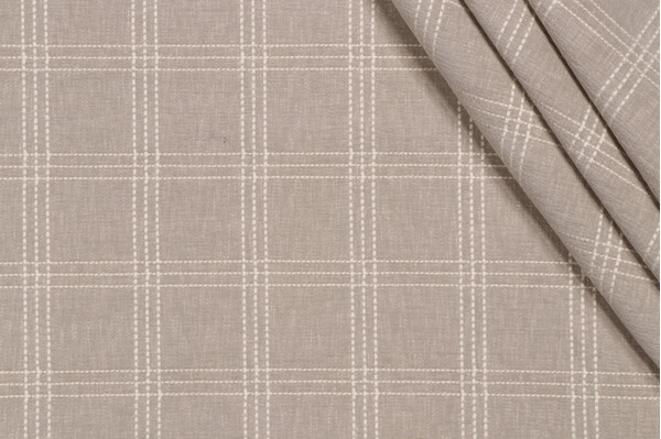 PK Lifestyles Catalina Check Woven Chenille Upholstery Fabric in Linen 
