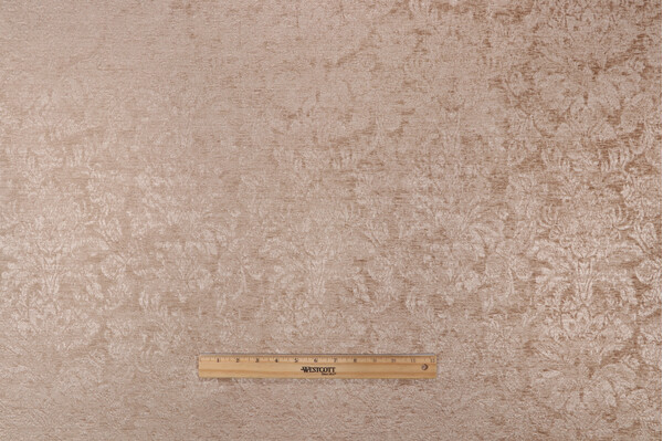 Sample of PK Lifestyles Veneto Chenille Damask Upholstery Fabric in Wheat 