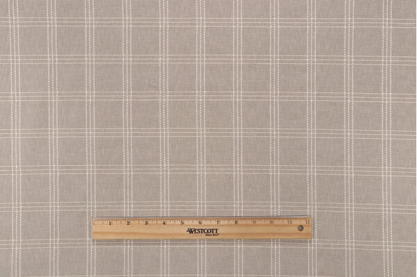 PK Lifestyles Catalina Check Woven Chenille Upholstery Fabric in Linen 