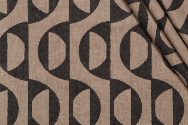 Sample of PK Lifestyles Calder Embroidered Decorator Fabric in Teak 