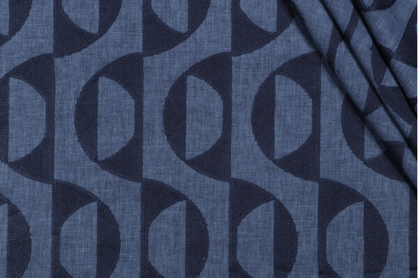 Sample of PK Lifestyles Calder Embroidered Decorator Fabric in Indigo 