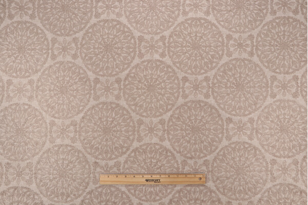 PK Lifestyles Lace Medallion Embroidered Decorator Fabric in Twine 