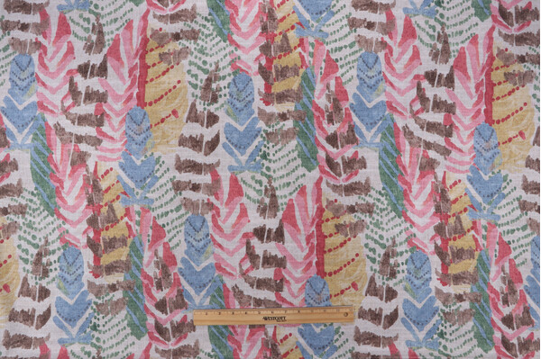PK Lifestyles Leaf Plumes Printed Cotton Blend Drapery Fabric in Bloom 