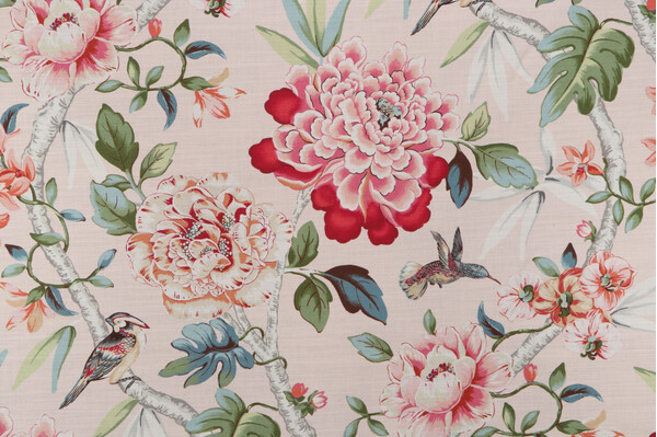 Click for PK Lifestyles Peony Portico Printed Cotton Drapery Fabric in Shell  PK Lifestyles Peony Portico Printed Cotton Drapery Fabric in Shell