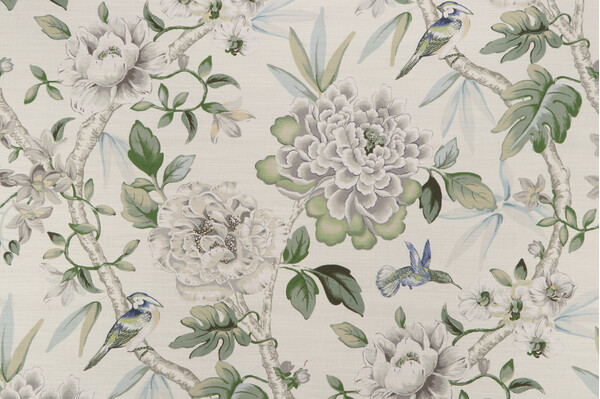 Click for PK Lifestyles Peony Portico Printed Cotton Drapery Fabric in Dove  PK Lifestyles Peony Portico Printed Cotton Drapery Fabric in Dove
