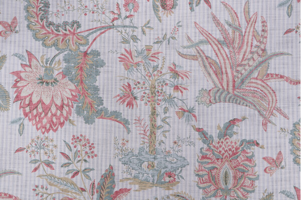 PK Lifestyles Storied Past Printed Cotton Drapery Fabric in Rosewater 
