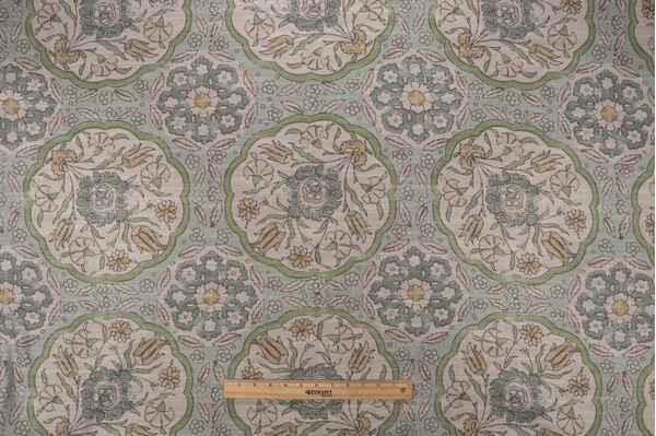 PK Lifestyles Worlds Away Printed Cotton Blend Drapery Fabric in Mist 