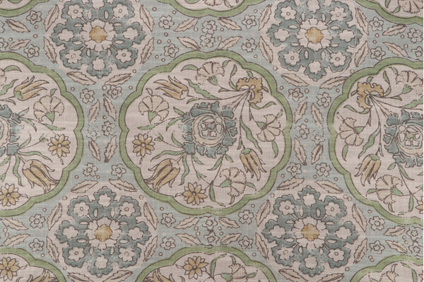 PK Lifestyles Worlds Away Printed Cotton Blend Drapery Fabric in Mist 