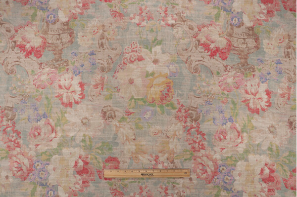 PK Lifestyles Roma Printed Cotton Blend Drapery Fabric in Robin 