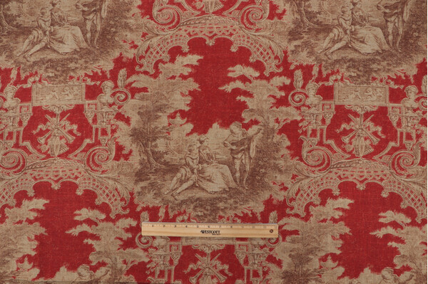 PK Lifestyles A Sweet Life Printed Linen Blend Drapery Fabric in Rouge 