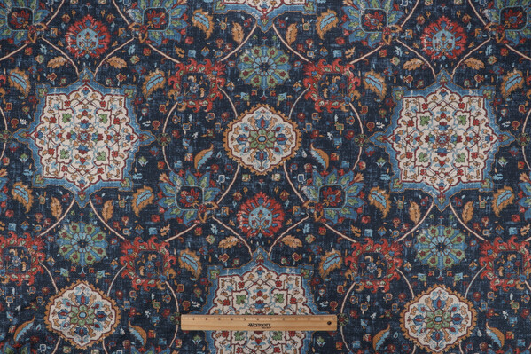 PK Lifestyles Divine Details Printed Chenille Decorator Fabric in Lapis 