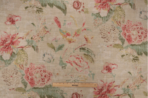 PK Lifestyles Floral Offerings Printed Cotton Blend Drapery Fabric in Biscuit 
