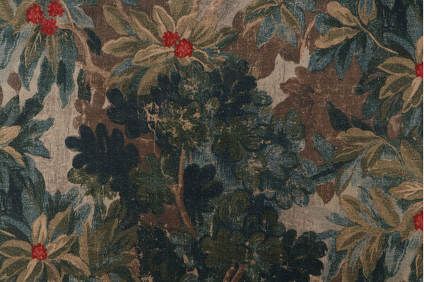 Sample of PK Lifestyles Bucolic Printed Chenille Upholstery Fabric in Boxwood 