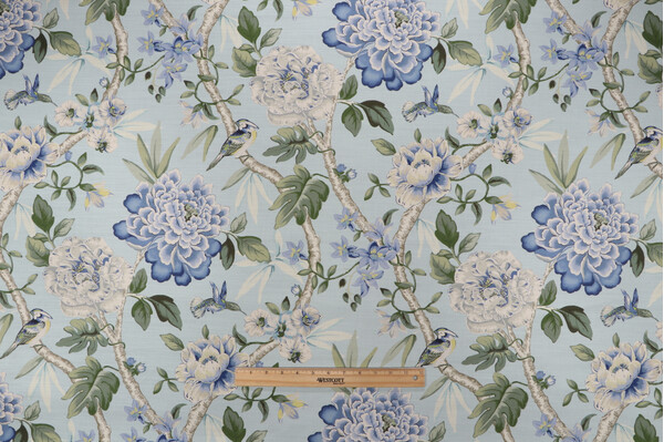 Click for PK Lifestyles Peony Portico Printed Cotton Drapery Fabric in Larkspur  PK Lifestyles Peony Portico Printed Cotton Drapery Fabric in Larkspur