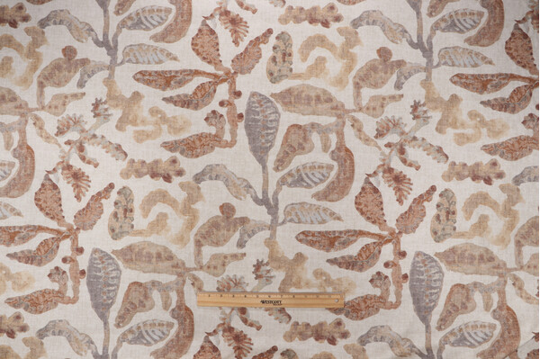 PK Lifestyles Coriolis Printed Cotton Drapery Fabric in Dune 