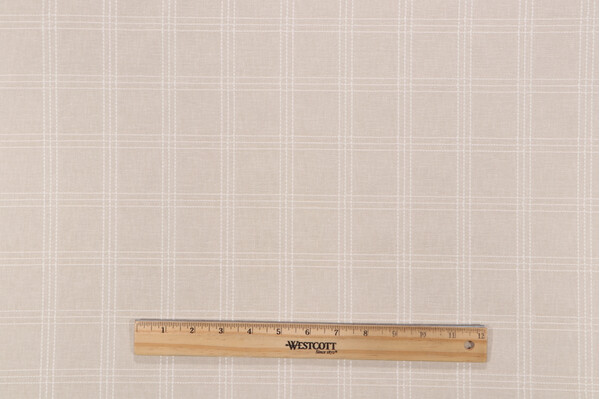 Sample of PK Lifestyles Catalina Check Woven Chenille Upholstery Fabric in Oat 