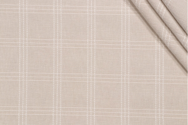 Sample of PK Lifestyles Catalina Check Woven Chenille Upholstery Fabric in Oat 