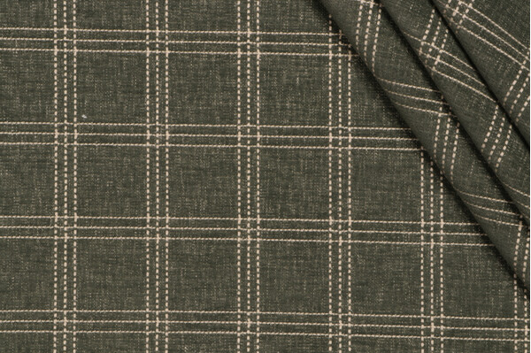 Sample of PK Lifestyles Catalina Check Woven Chenille Upholstery Fabric in Juniper 