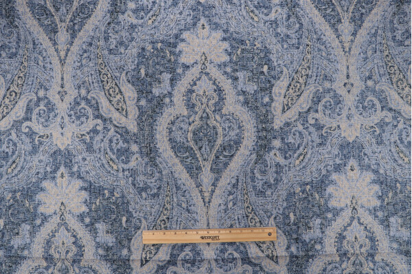 PK Lifestyles Woven Through Printed Chenille Upholstery Fabric in Lapis 