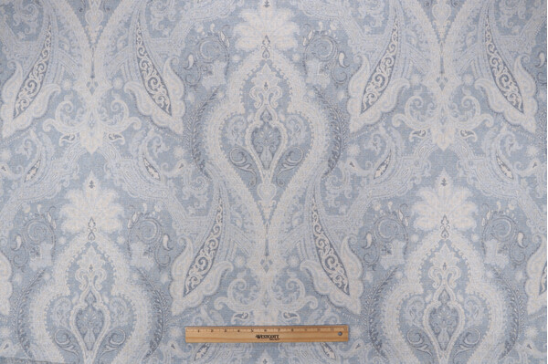 Sample of PK Lifestyles Woven Through Printed Chenille Upholstery Fabric in Chambray 