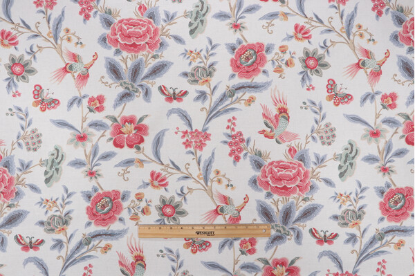 P Kaufmann Juliette Printed Linen Blend Drapery Fabric in Provence 