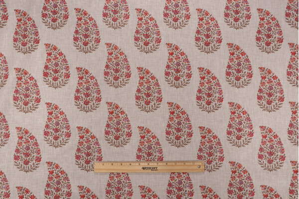 P Kaufmann Zinna Printed Cotton Blend Drapery Fabric in Berry 