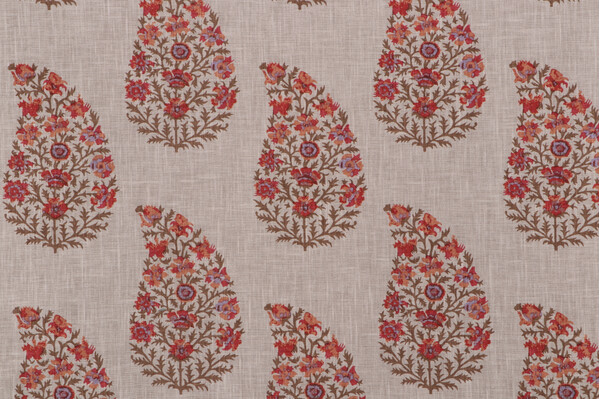 P Kaufmann Zinna Printed Cotton Blend Drapery Fabric in Berry 
