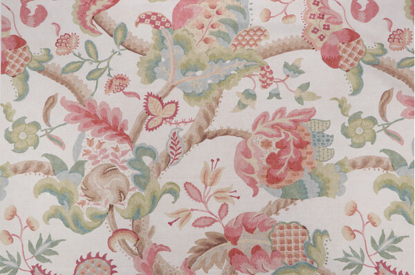 Sample of P Kaufmann Matilda Printed Linen Blend Drapery Fabric in Spring 
