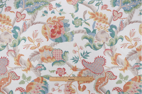 P Kaufmann Matilda Printed Linen Blend Drapery Fabric in Multi 