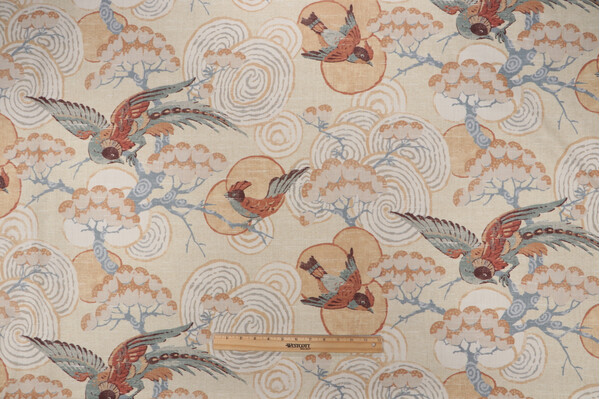 P Kaufmann Kyomi Printed Cotton Drapery Fabric in Parchment 