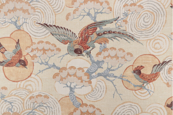 P Kaufmann Kyomi Printed Cotton Drapery Fabric in Parchment 