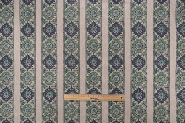 P Kaufmann Nisha Printed Cotton Blend Drapery Fabric in Jade 