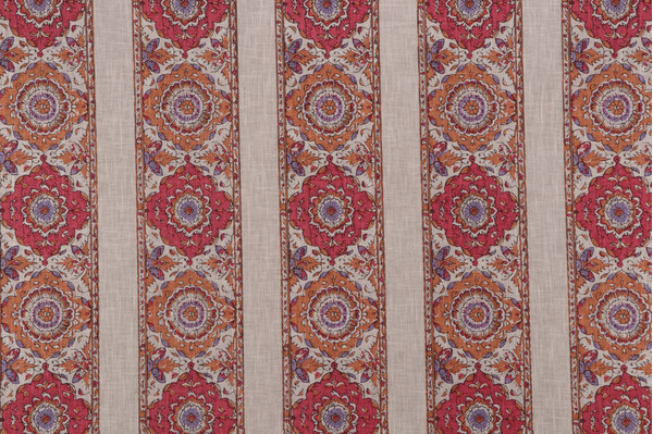P Kaufmann Nisha Printed Cotton Blend Drapery Fabric in Berry 