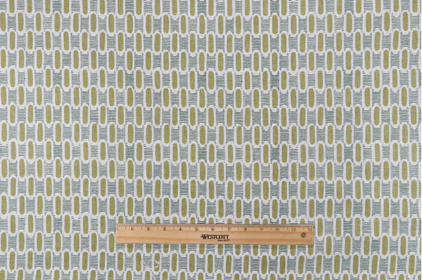 Sample of P Kaufmann Huxley Printed Cotton Blend Drapery Fabric in Green 