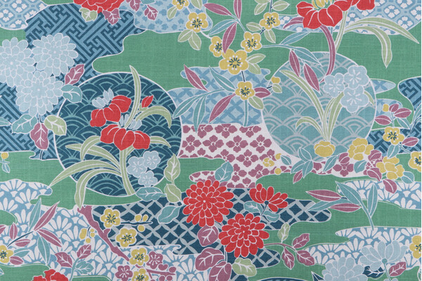 P Kaufmann Sensu River Printed Cotton Drapery Fabric in Jade 