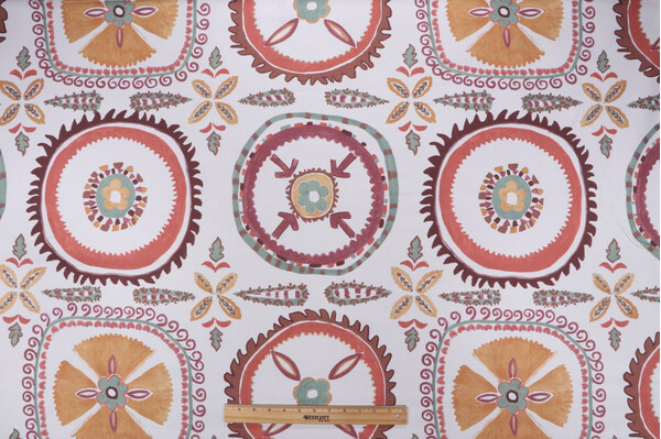 P Kaufmann Crown Floral Printed Cotton Drapery Fabric in Spice 