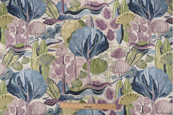 P Kaufmann Fairy Meadow Printed Cotton Drapery Fabric in Mulberry 