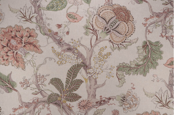 P Kaufmann Seraphina Printed Linen Blend Drapery Fabric in Dusty Rose 