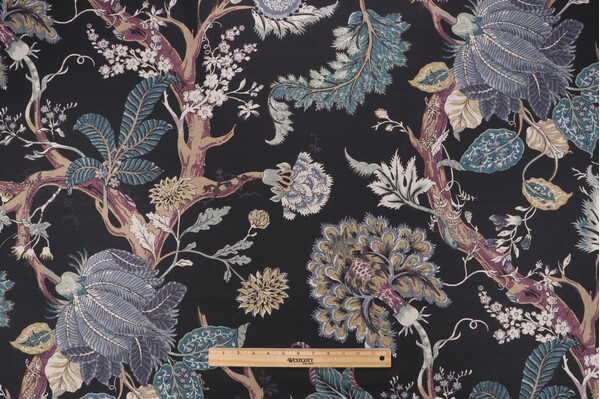 P Kaufmann Seraphina Printed Linen Blend Drapery Fabric in Indigo 