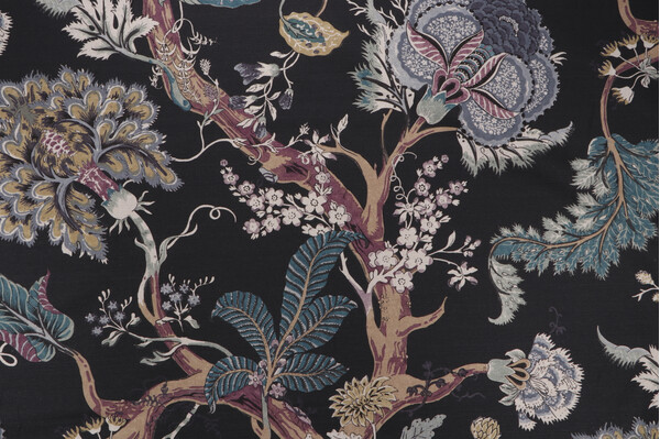 P Kaufmann Seraphina Printed Linen Blend Drapery Fabric in Indigo 