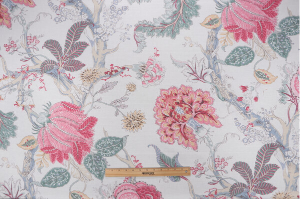 Sample of P Kaufmann Seraphina Printed Linen Blend Drapery Fabric in Geranium 