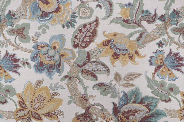 P Kaufmann Montgomery Printed Linen Blend Drapery Fabric in Lemon Drop 