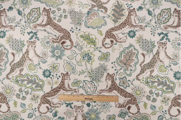 P Kaufmann Panthera Printed Cotton Decorator Fabric in Jade 