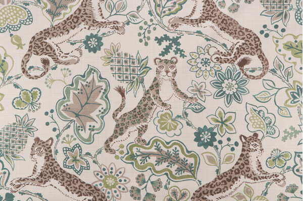 P Kaufmann Panthera Printed Cotton Decorator Fabric in Jade 