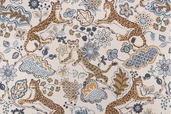 P Kaufmann Panthera Printed Cotton Decorator Fabric in Indigo 