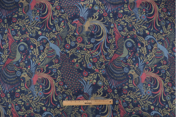 Click for P Kaufmann Feather Trail Printed Linen Blend Drapery Fabric in Midnight Blue  P Kaufmann Feather Trail Printed Linen Blend Drapery Fabric in Midnight Blue