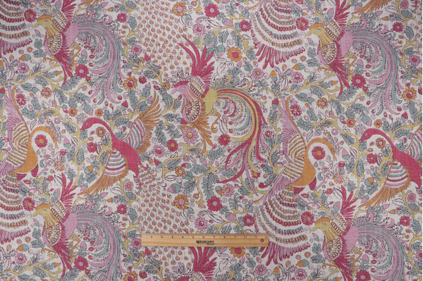 P Kaufmann Feather Trail Printed Linen Blend Drapery Fabric in Confetti 